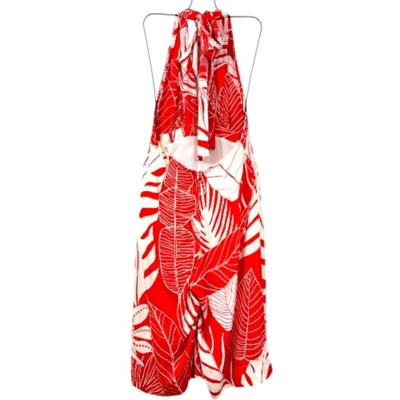 Farm Rio Palm Halter Jumpsuit White / Red Medium Pre-Loved - Picture 4 of 5